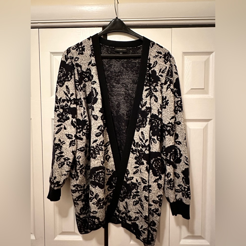 Lane Bryant Black Floral Sweater
